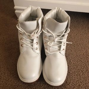 White combat boots